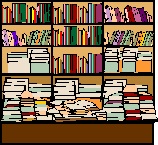 clipart of libary bookshelfs filled with books